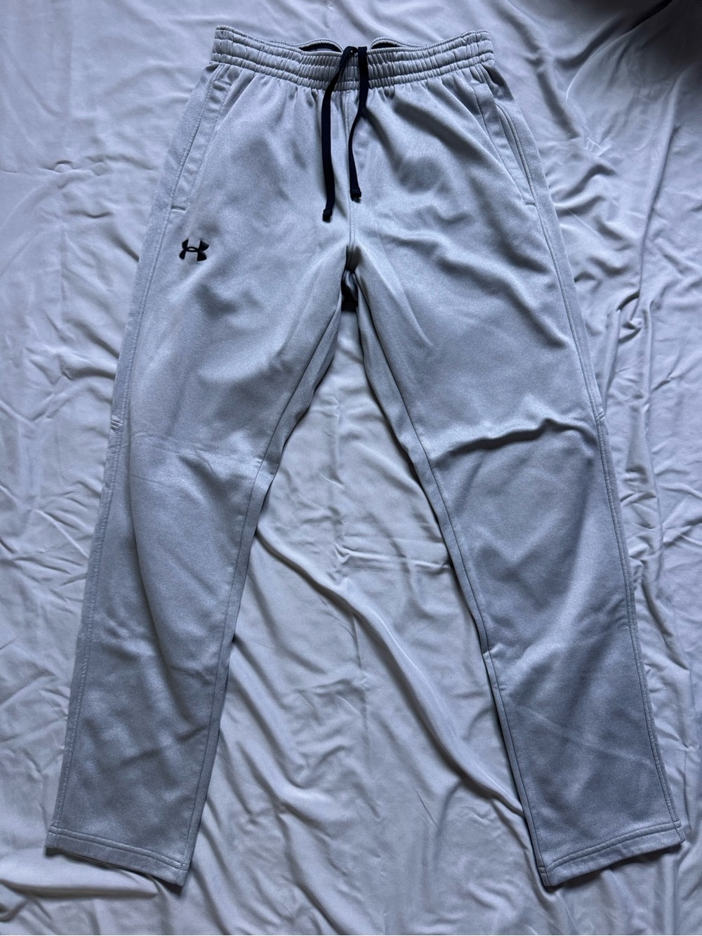 Under Armour Men's Light Gray Athletic Joggers with Black Drawstring